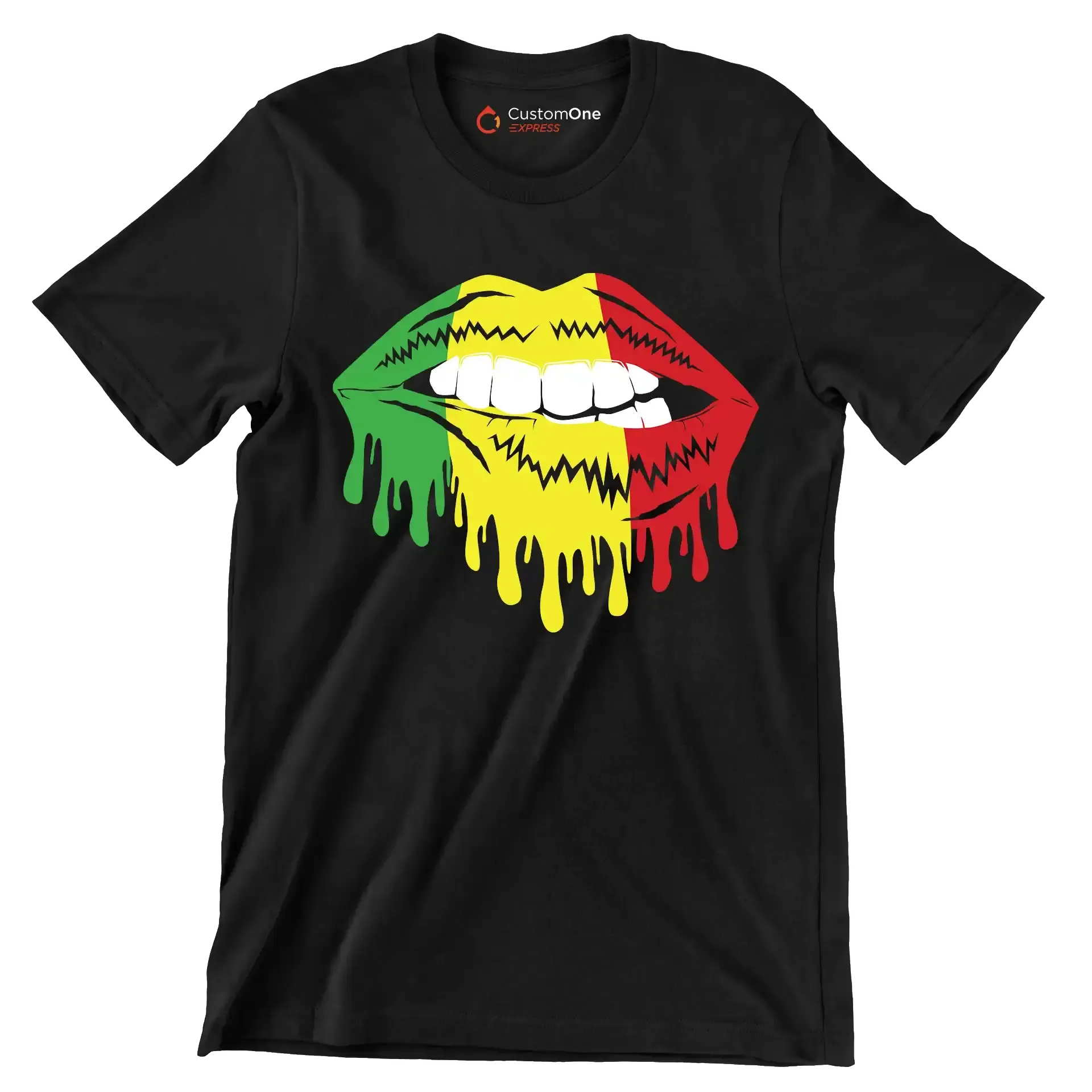 Dripping Pan-African Lips Design - Martin Luther King T-Shirt-Black-S-Custom One Express