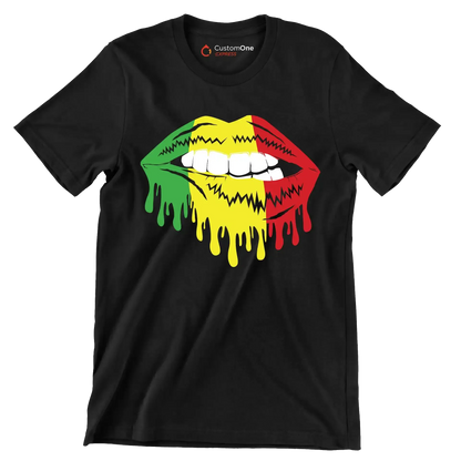Dripping Pan-African Lips Design - Martin Luther King T-Shirt-Black-S-Custom One Express
