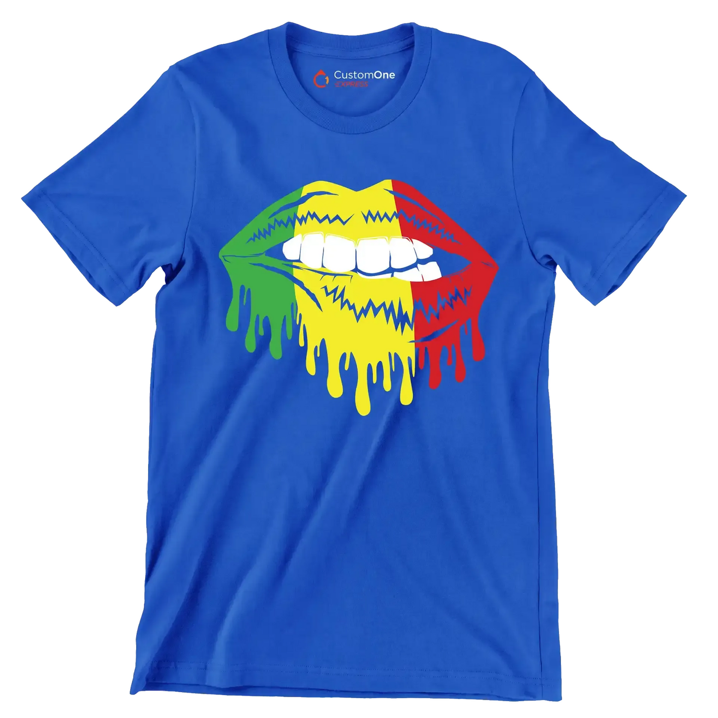 Dripping Pan-African Lips Design - Martin Luther King T-Shirt-Blue-S-Custom One Express