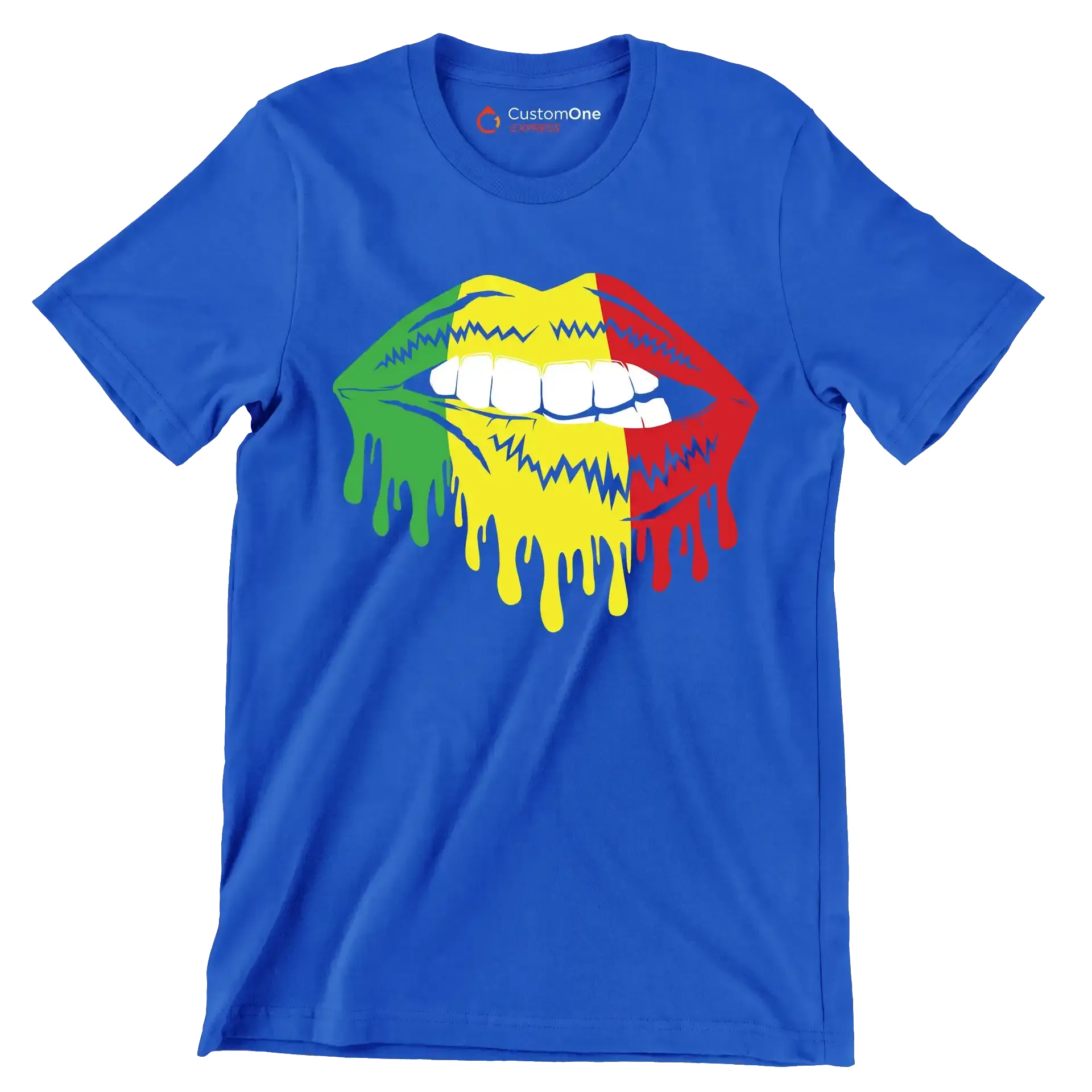 Dripping Pan-African Lips Design - Martin Luther King T-Shirt-Blue-S-Custom One Express