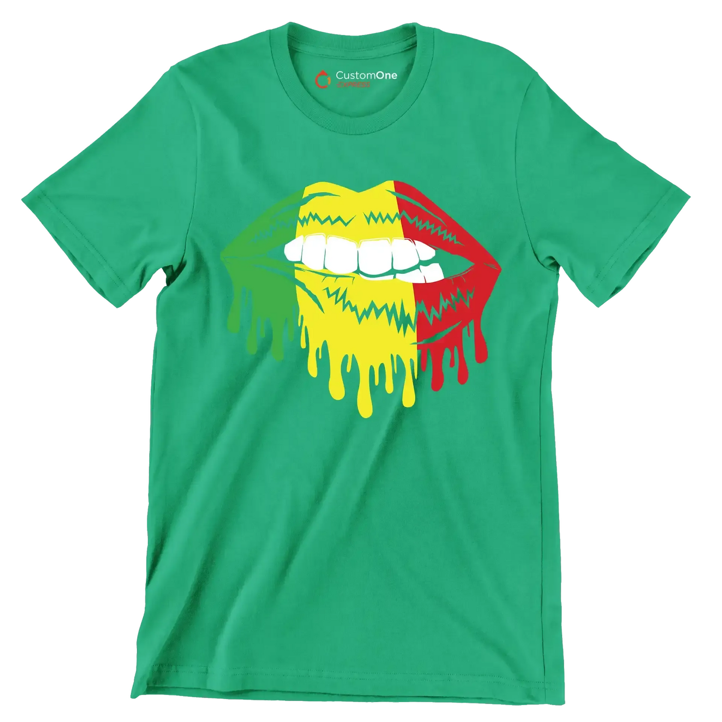 Dripping Pan-African Lips Design - Martin Luther King T-Shirt-Green-S-Custom One Express