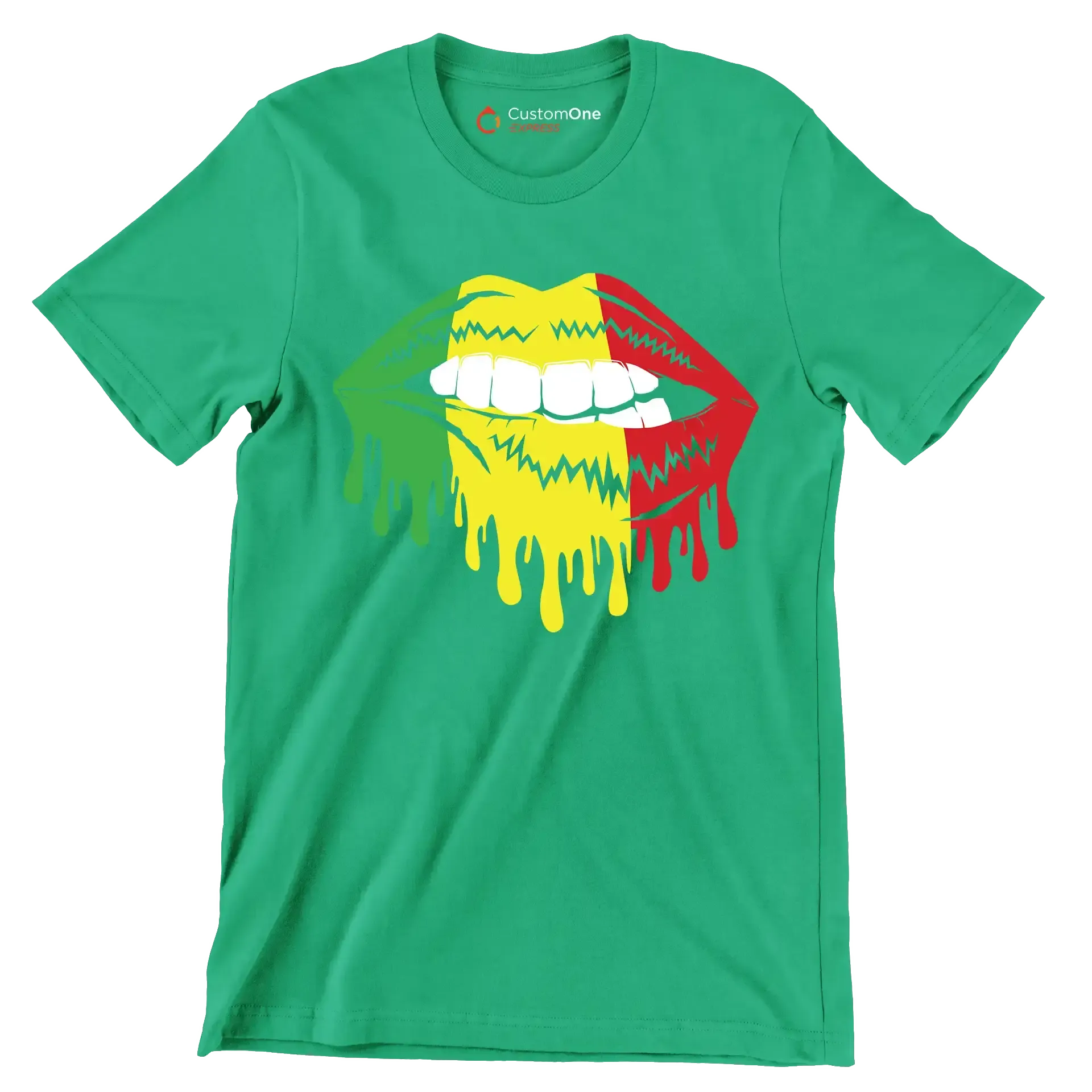 Dripping Pan-African Lips Design - Martin Luther King T-Shirt-Green-S-Custom One Express