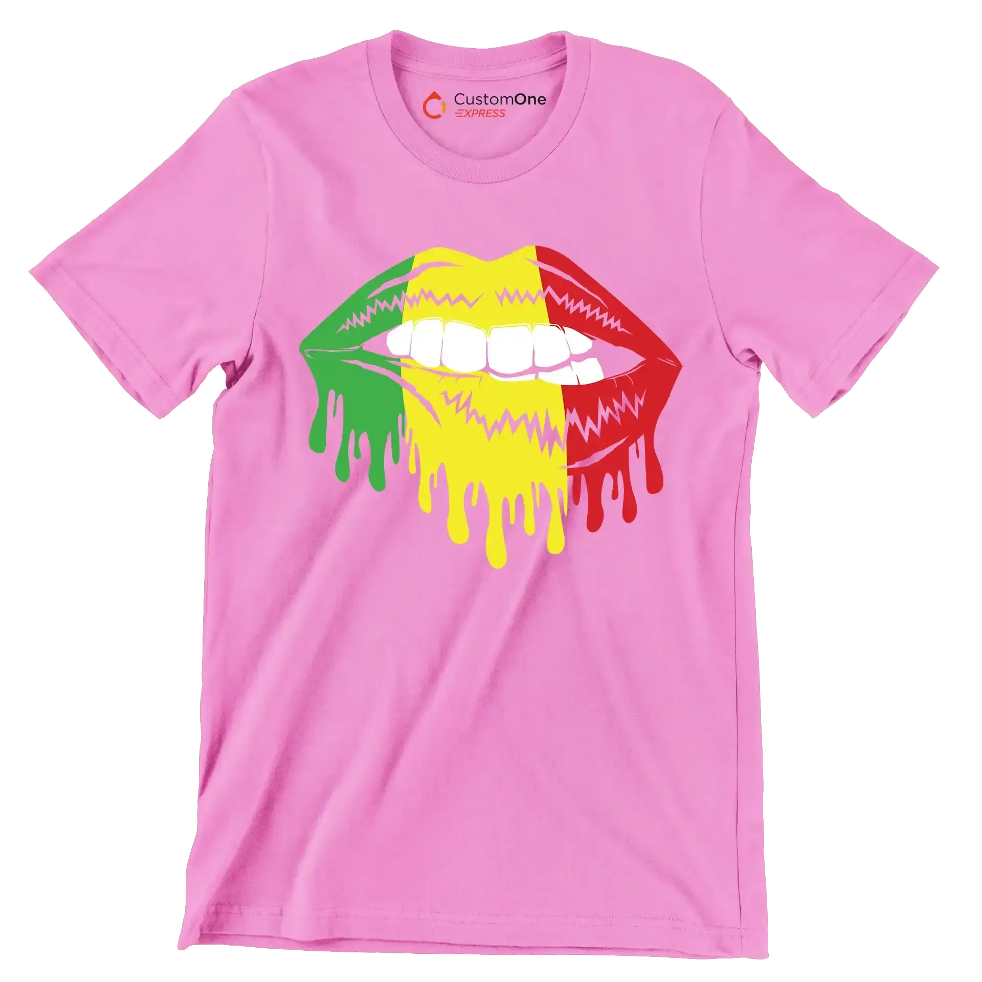 Dripping Pan-African Lips Design - Martin Luther King T-Shirt-Pink-S-Custom One Express