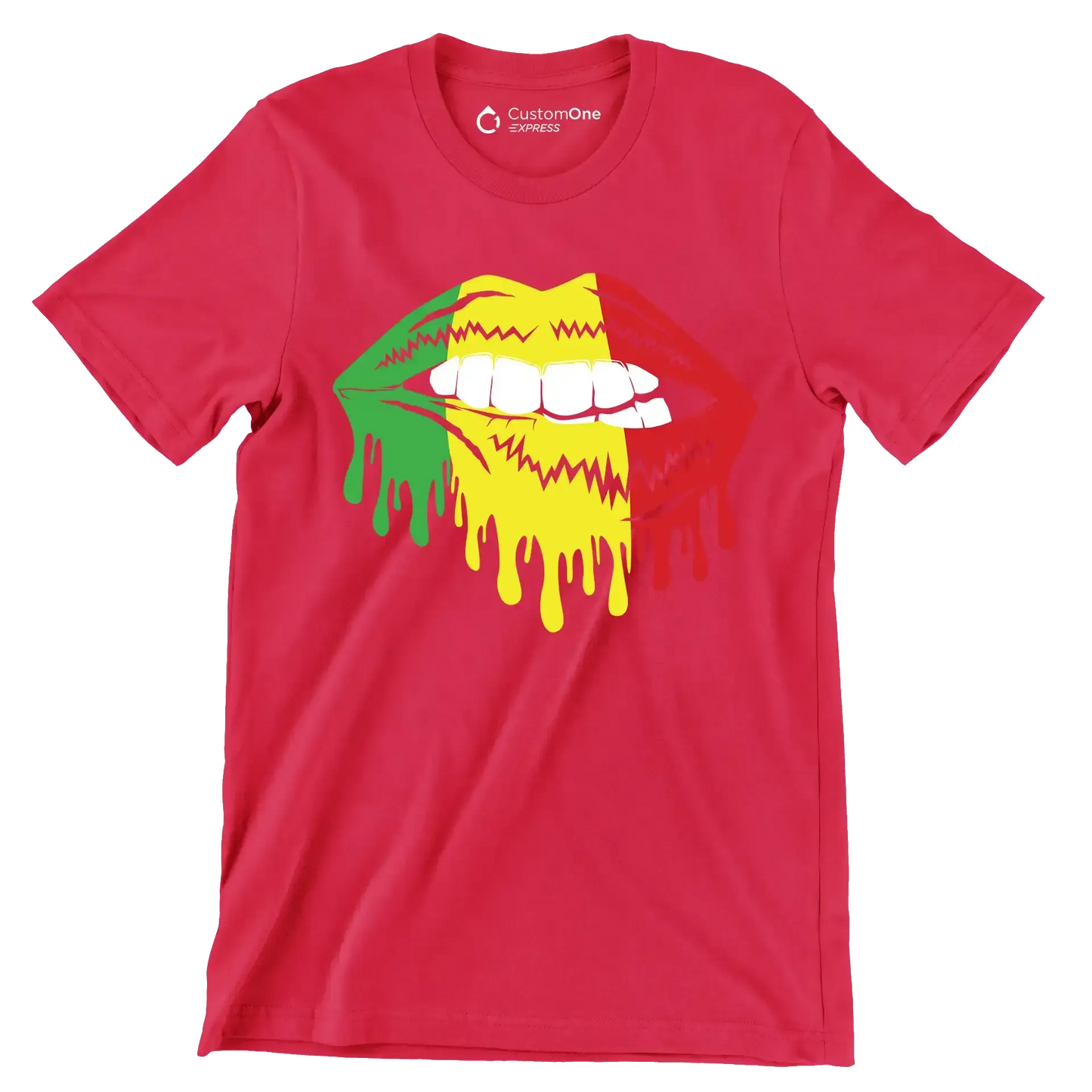Dripping Pan-African Lips Design - Martin Luther King T-Shirt-Red-S-Custom One Express