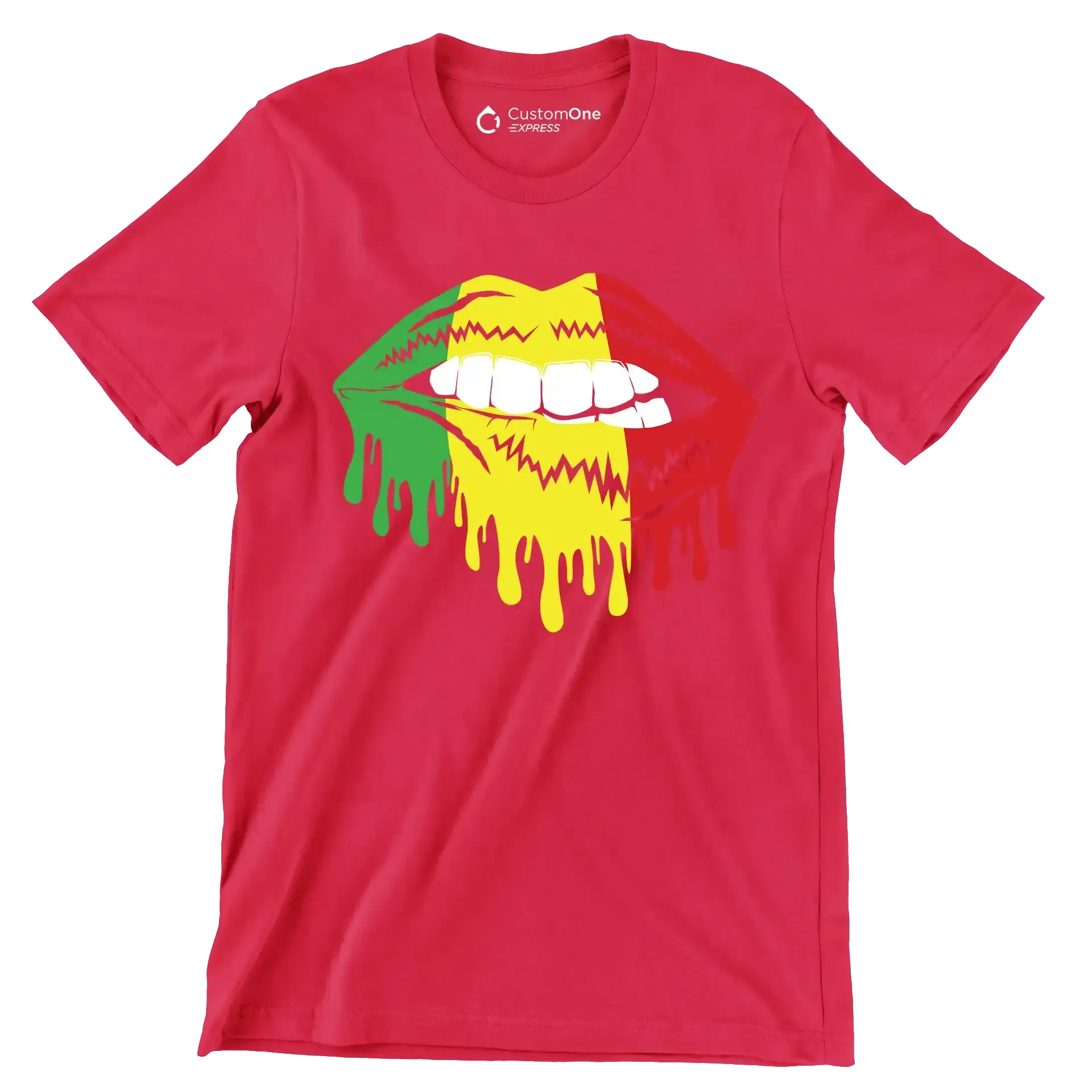Dripping Pan-African Lips Design - Martin Luther King T-Shirt-Red-S-Custom One Express