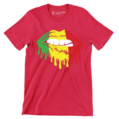 Dripping Pan-African Lips Design - Martin Luther King T-Shirt-Red-S-Custom One Express