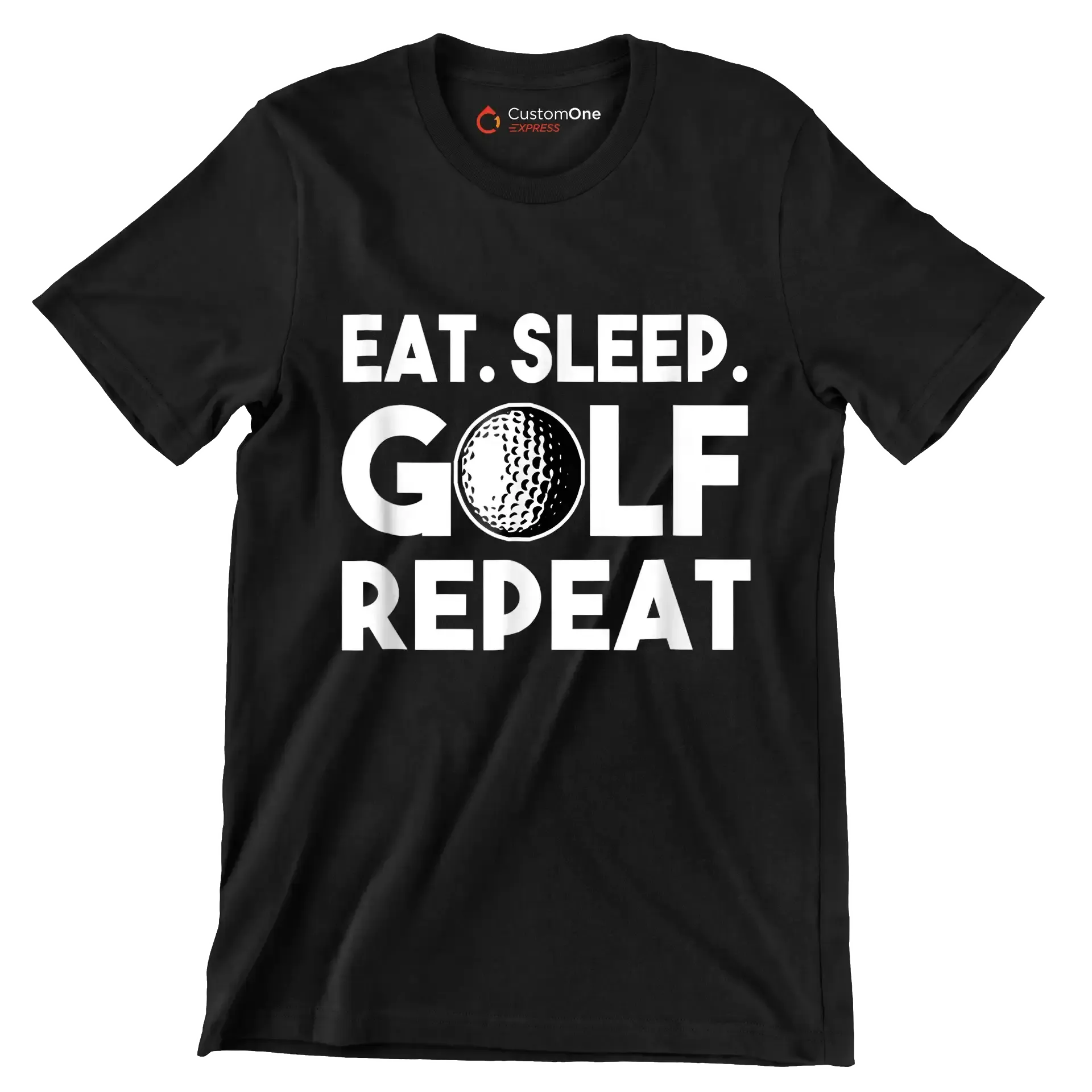 EAT. SLEEP. GOLF. REPEAT - Golf Themed T-Shirt-Black-S-Custom One Express