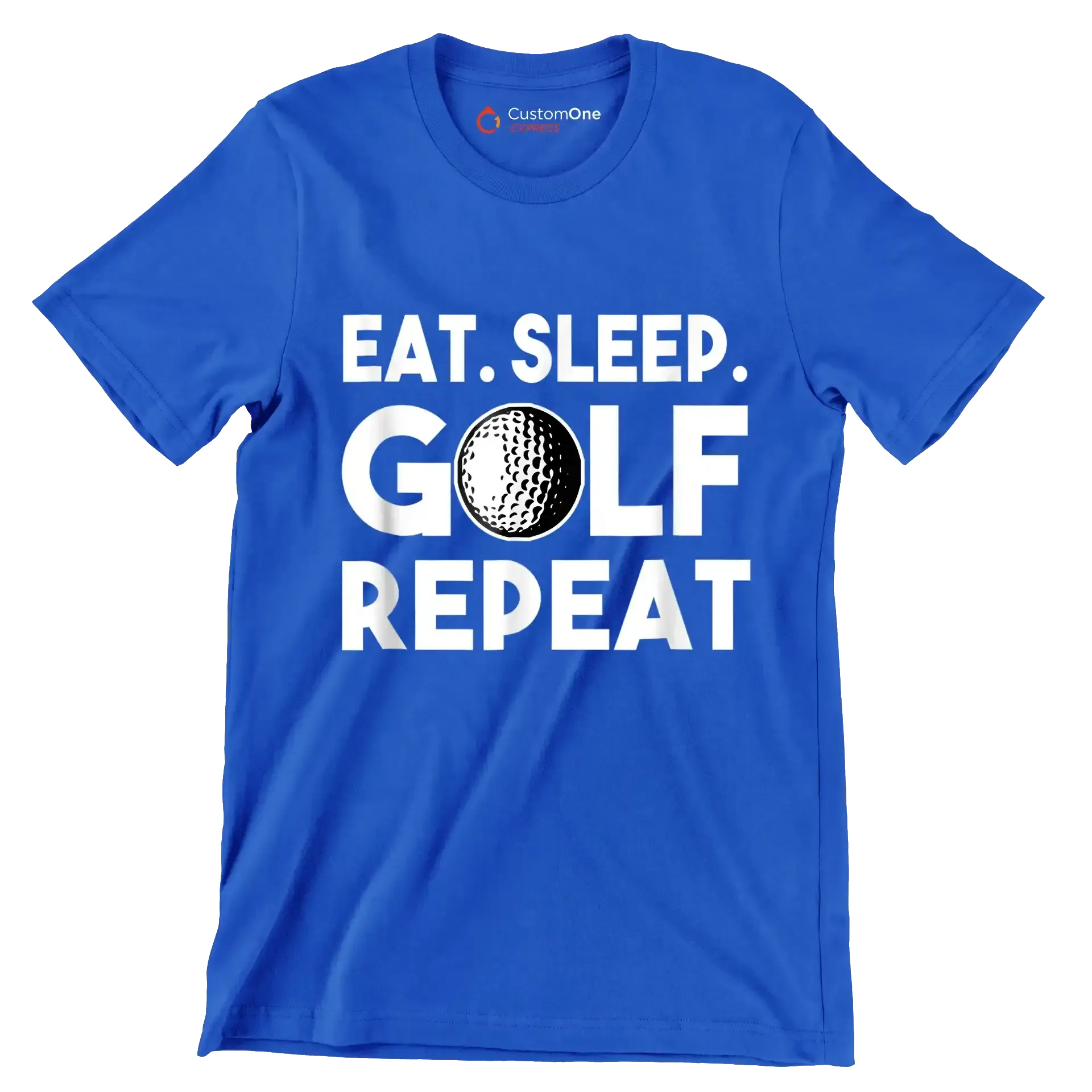 EAT. SLEEP. GOLF. REPEAT - Golf Themed T-Shirt-Blue-S-Custom One Express