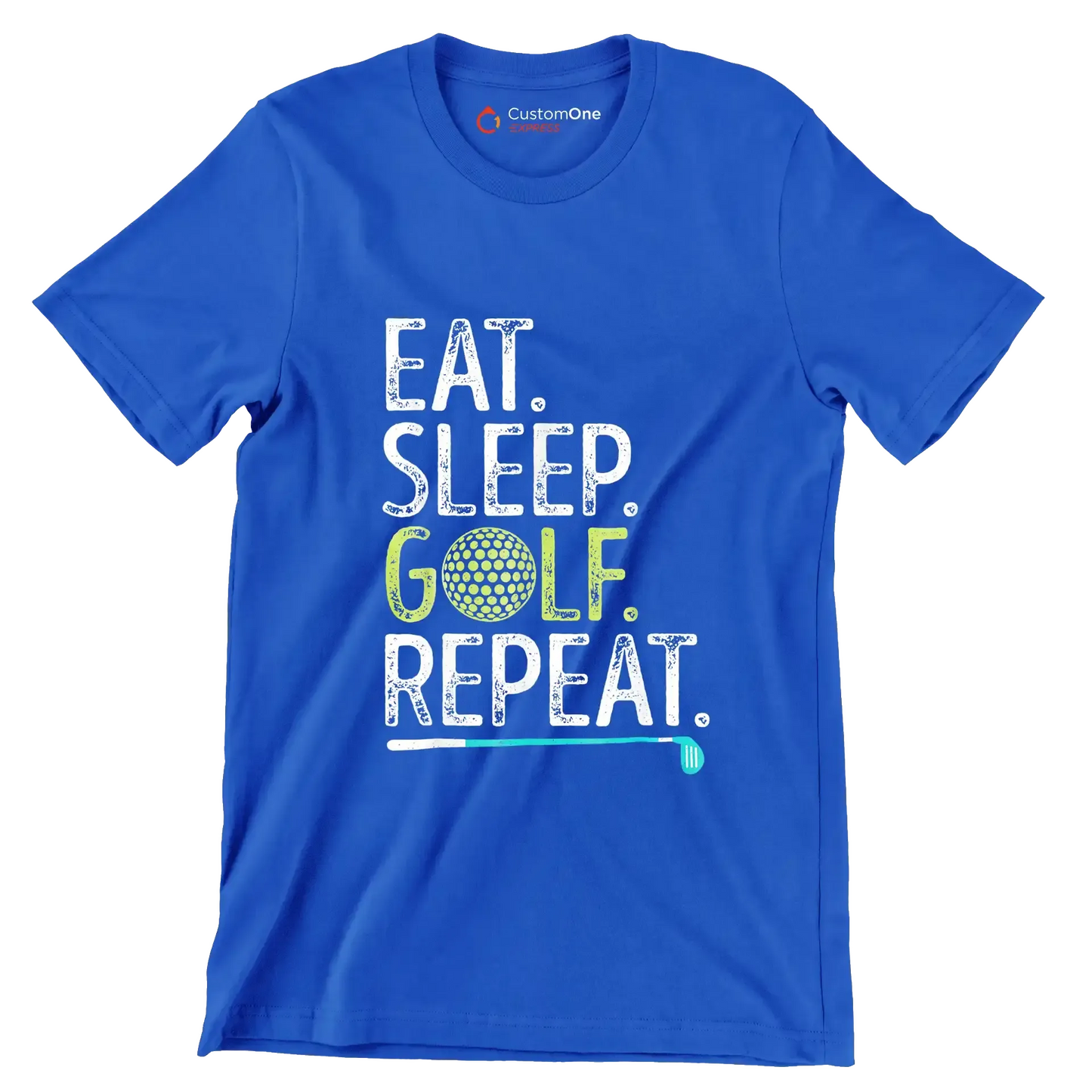 EAT. SLEEP. GOLF. REPEAT - Golf Themed T-Shirt-Blue-S-Custom One Express