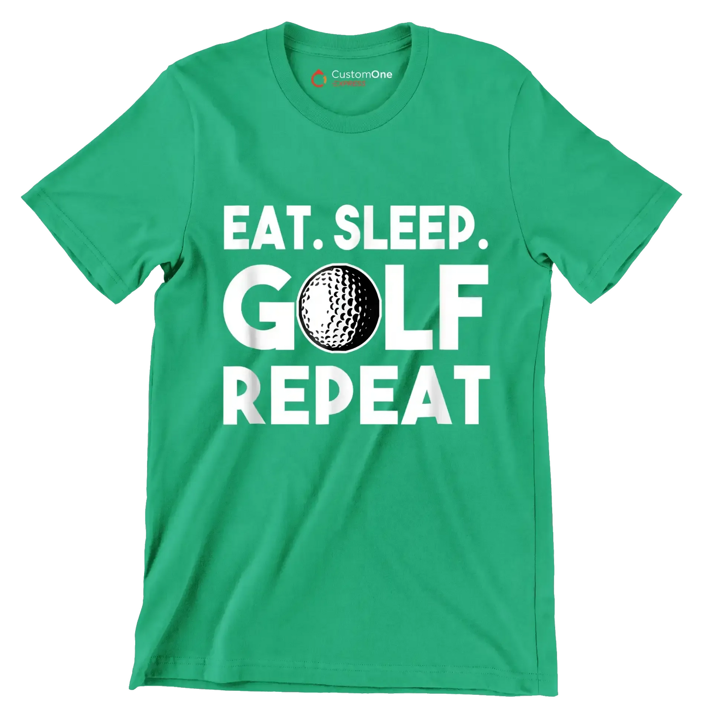 EAT. SLEEP. GOLF. REPEAT - Golf Themed T-Shirt-Green-S-Custom One Express
