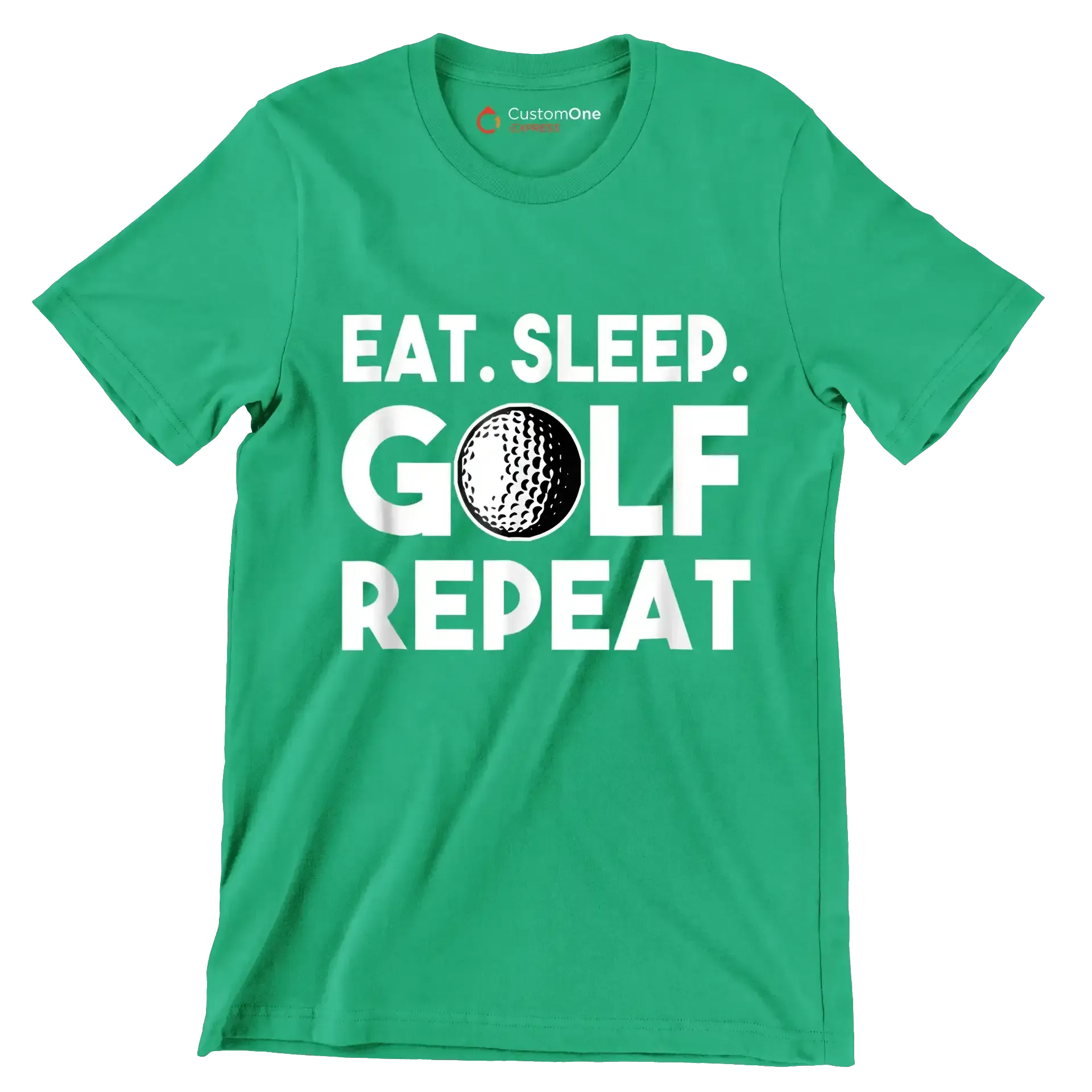 EAT. SLEEP. GOLF. REPEAT - Golf Themed T-Shirt-Green-S-Custom One Express
