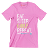 EAT. SLEEP. GOLF. REPEAT - Golf Themed T-Shirt-Pink-S-Custom One Express