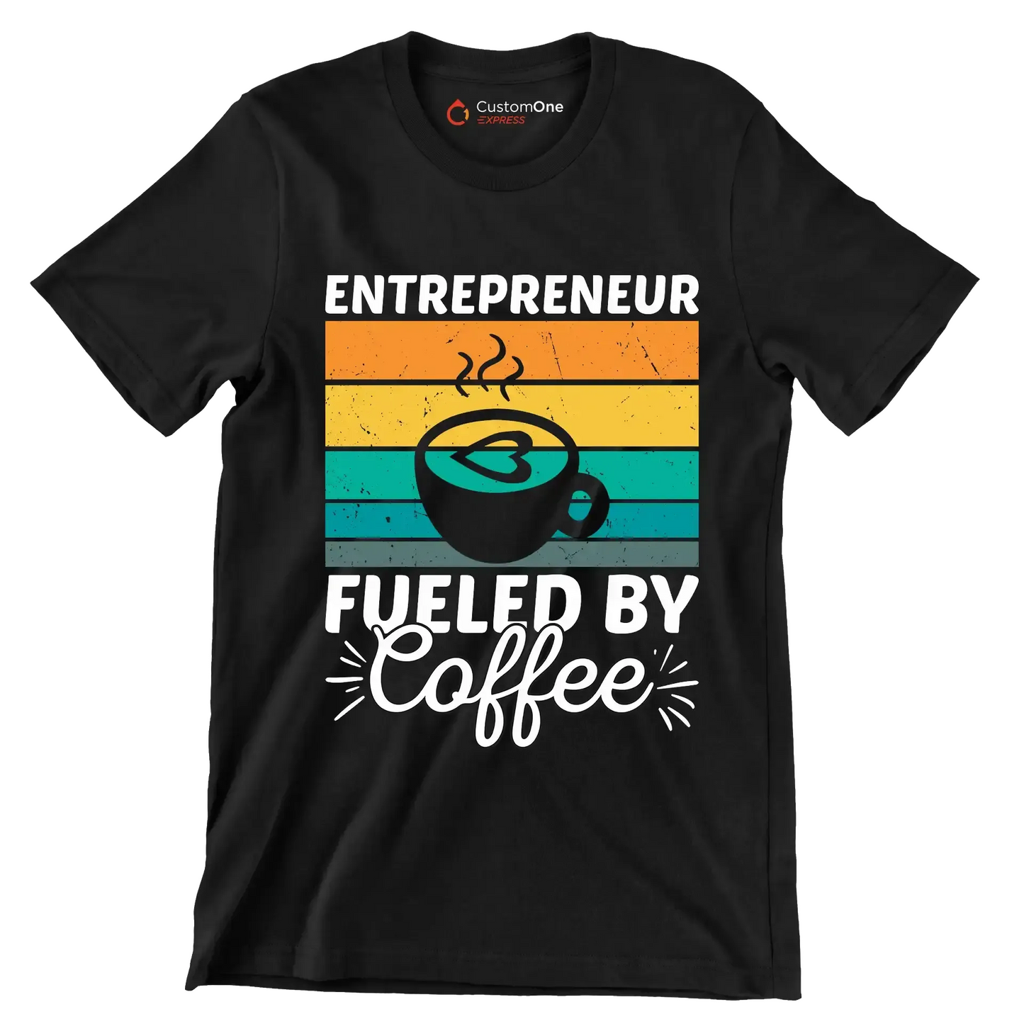 ENTREPRENEUR FUELED BY Coffee - Coffee Themed T-Shirt-Black-S-Custom One Express