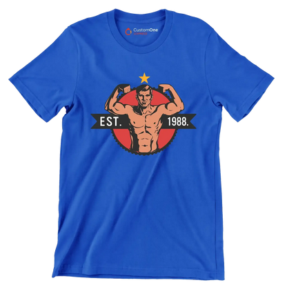 EST. 1988 - Gym Themed T-Shirt-Blue-S-Custom One Express