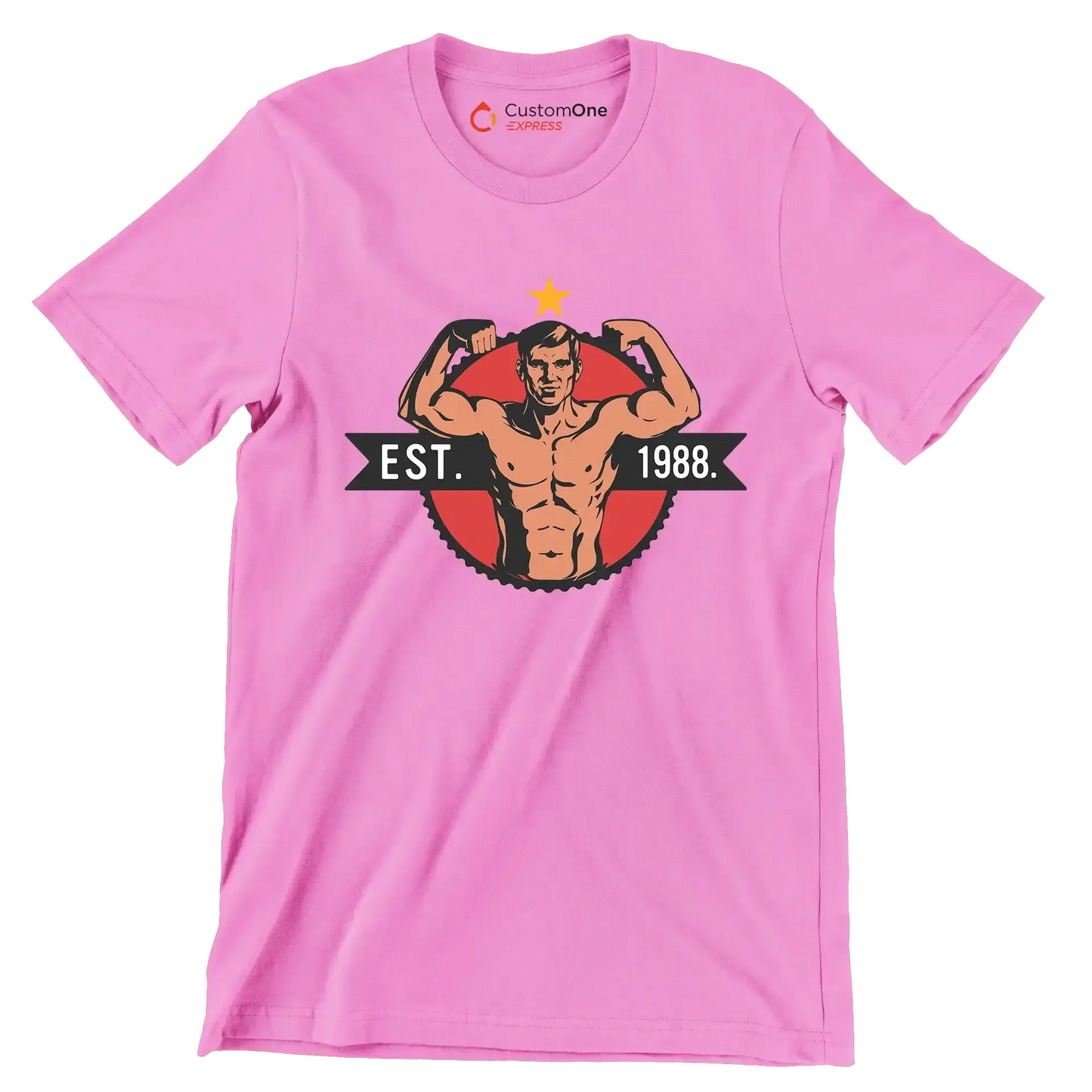 EST. 1988 - Gym Themed T-Shirt-Pink-S-Custom One Express