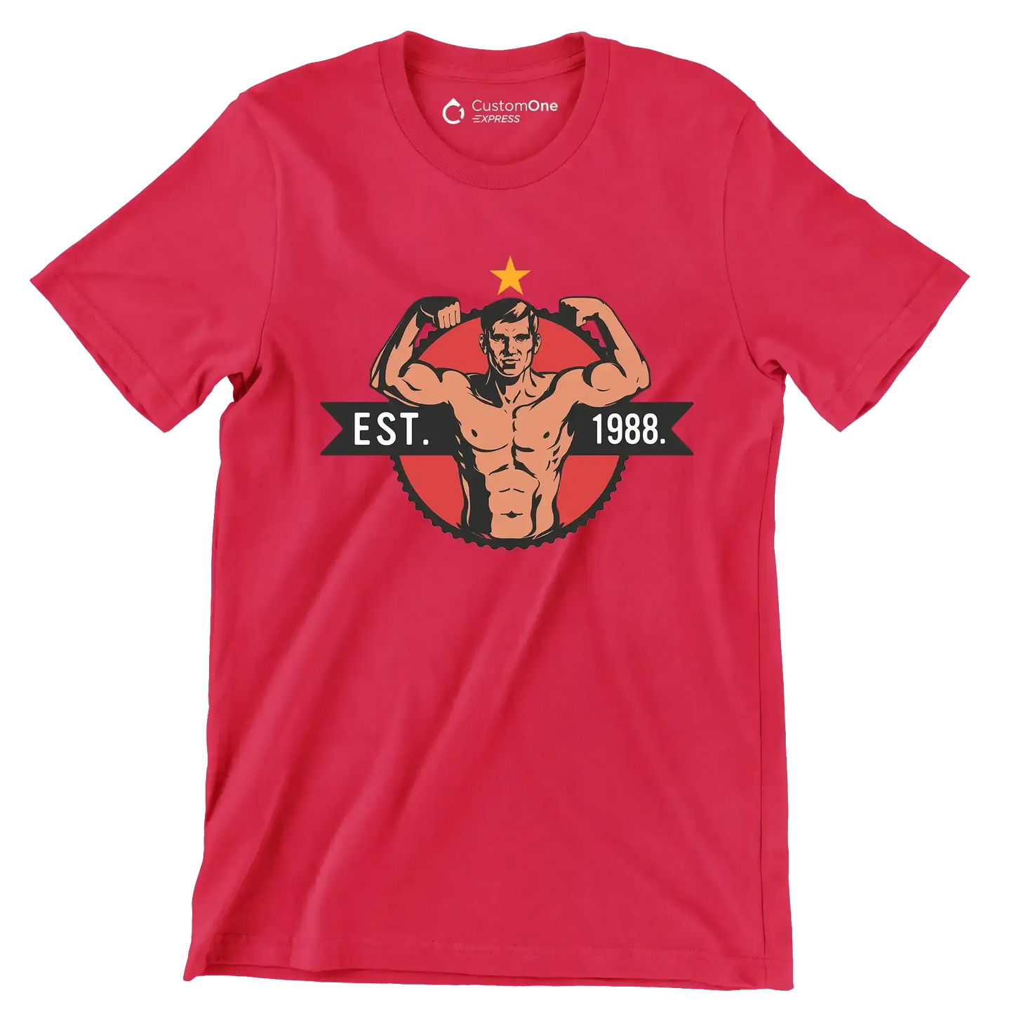 EST. 1988 - Gym Themed T-Shirt-Red-S-Custom One Express