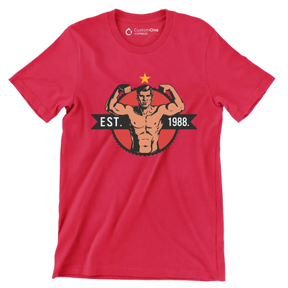 EST. 1988 - Gym Themed T-Shirt-Red-S-Custom One Express