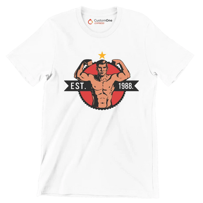 EST. 1988 - Gym Themed T-Shirt-White-S-Custom One Express