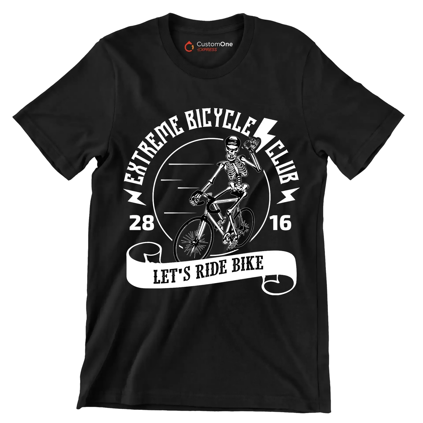 EXTREME BICYCLE CLUB 28 16 LET'S RIDE BIKE - Bicycle Themed T-Shirt-Black-S-Custom One Express