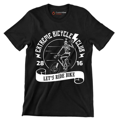 EXTREME BICYCLE CLUB 28 16 LET'S RIDE BIKE - Bicycle Themed T-Shirt-Black-S-Custom One Express