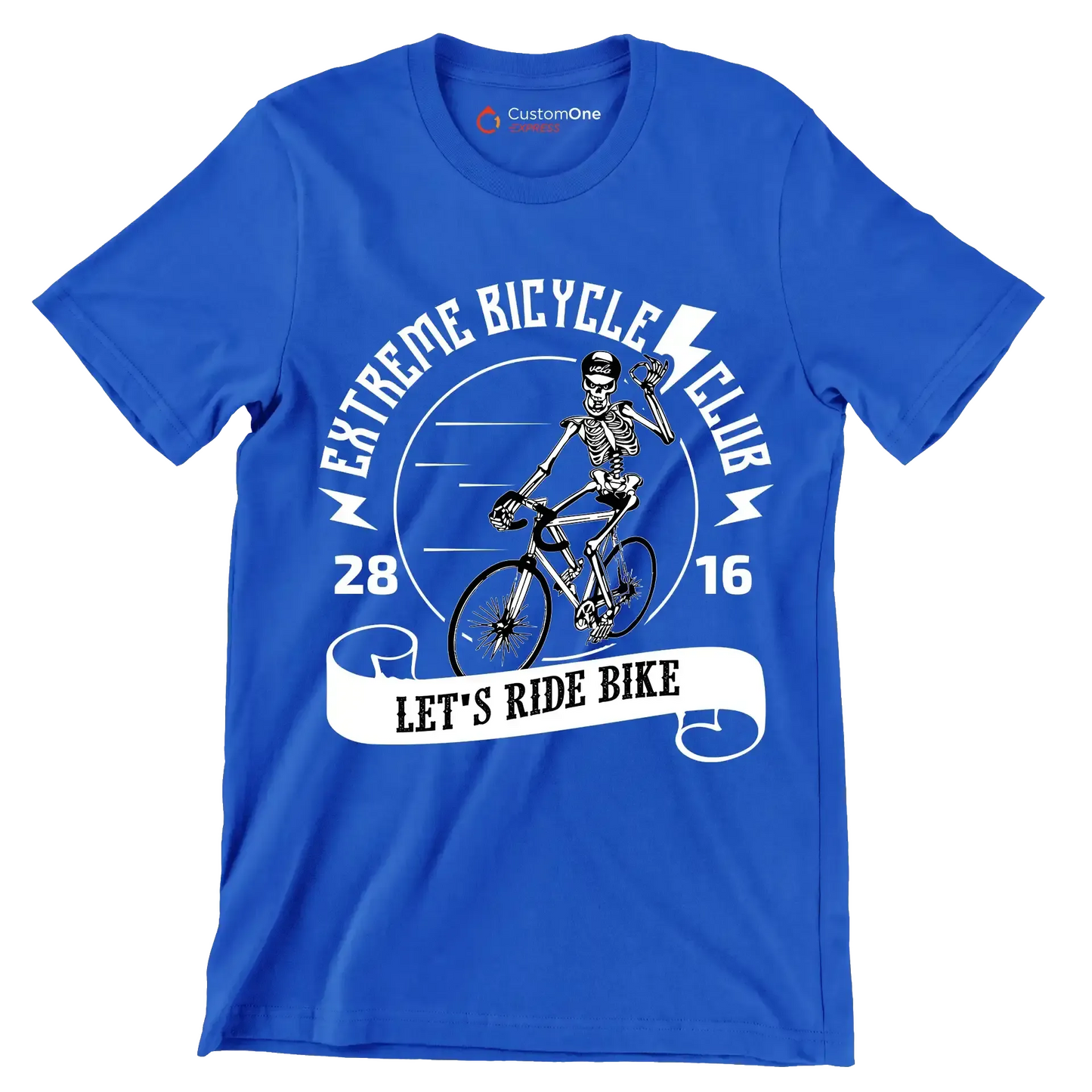 EXTREME BICYCLE CLUB 28 16 LET'S RIDE BIKE - Bicycle Themed T-Shirt-Blue-S-Custom One Express