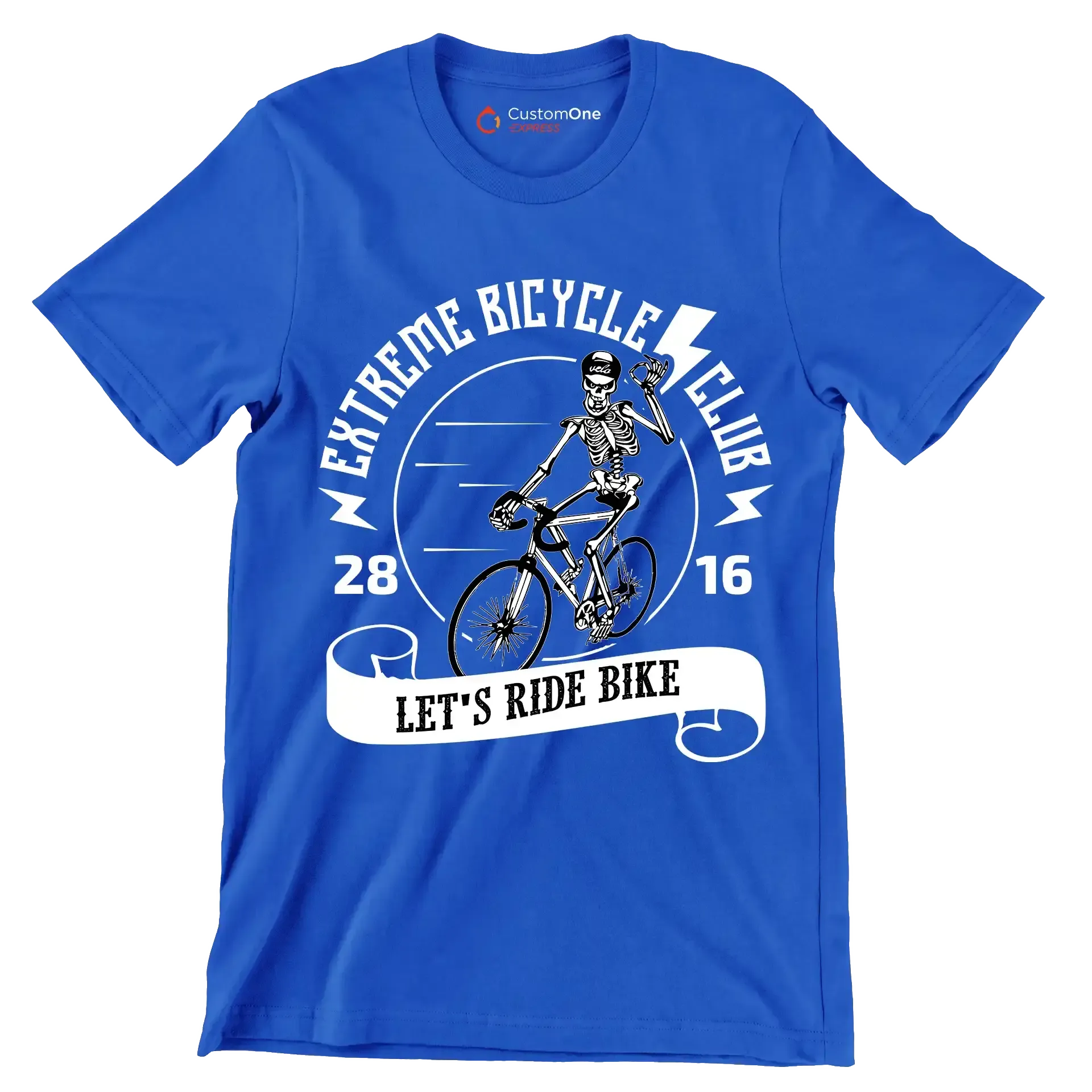 EXTREME BICYCLE CLUB 28 16 LET'S RIDE BIKE - Bicycle Themed T-Shirt-Blue-S-Custom One Express