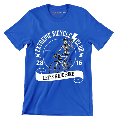 EXTREME BICYCLE CLUB 28 16 LET'S RIDE BIKE - Bicycle Themed T-Shirt-Blue-S-Custom One Express