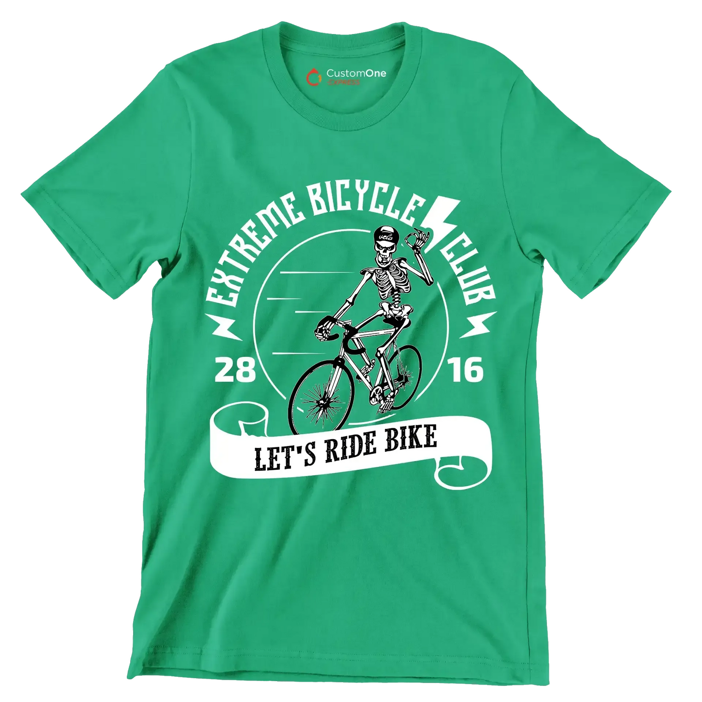 EXTREME BICYCLE CLUB 28 16 LET'S RIDE BIKE - Bicycle Themed T-Shirt-Green-S-Custom One Express
