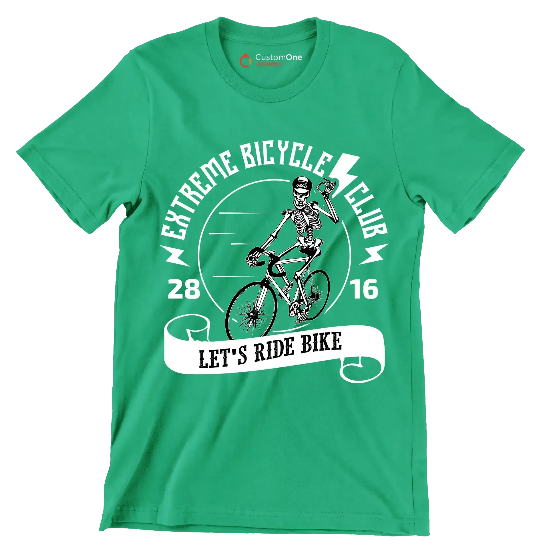 EXTREME BICYCLE CLUB 28 16 LET'S RIDE BIKE - Bicycle Themed T-Shirt-Green-S-Custom One Express