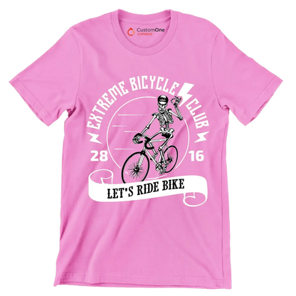EXTREME BICYCLE CLUB 28 16 LET'S RIDE BIKE - Bicycle Themed T-Shirt-Pink-S-Custom One Express