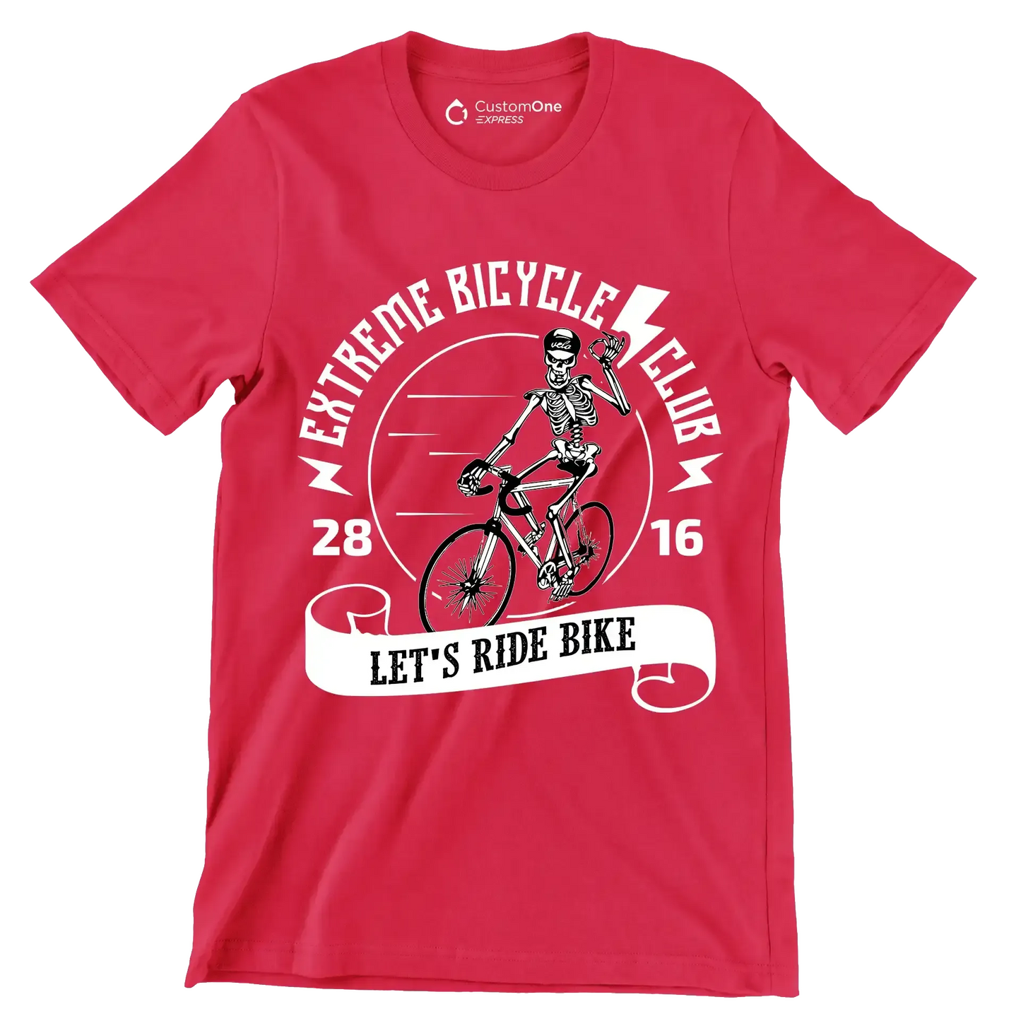 EXTREME BICYCLE CLUB 28 16 LET'S RIDE BIKE - Bicycle Themed T-Shirt-Red-S-Custom One Express