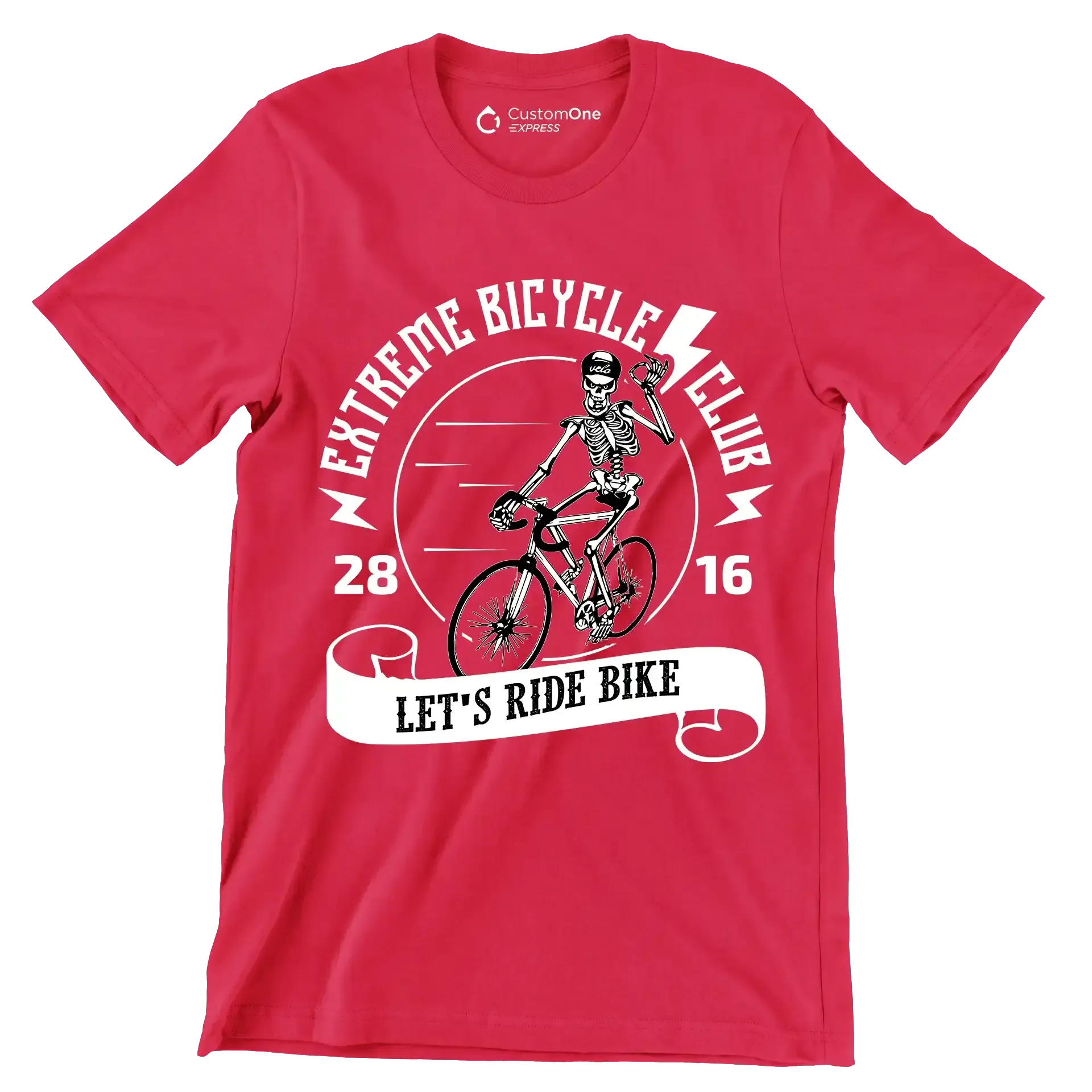 EXTREME BICYCLE CLUB 28 16 LET'S RIDE BIKE - Bicycle Themed T-Shirt-Red-S-Custom One Express