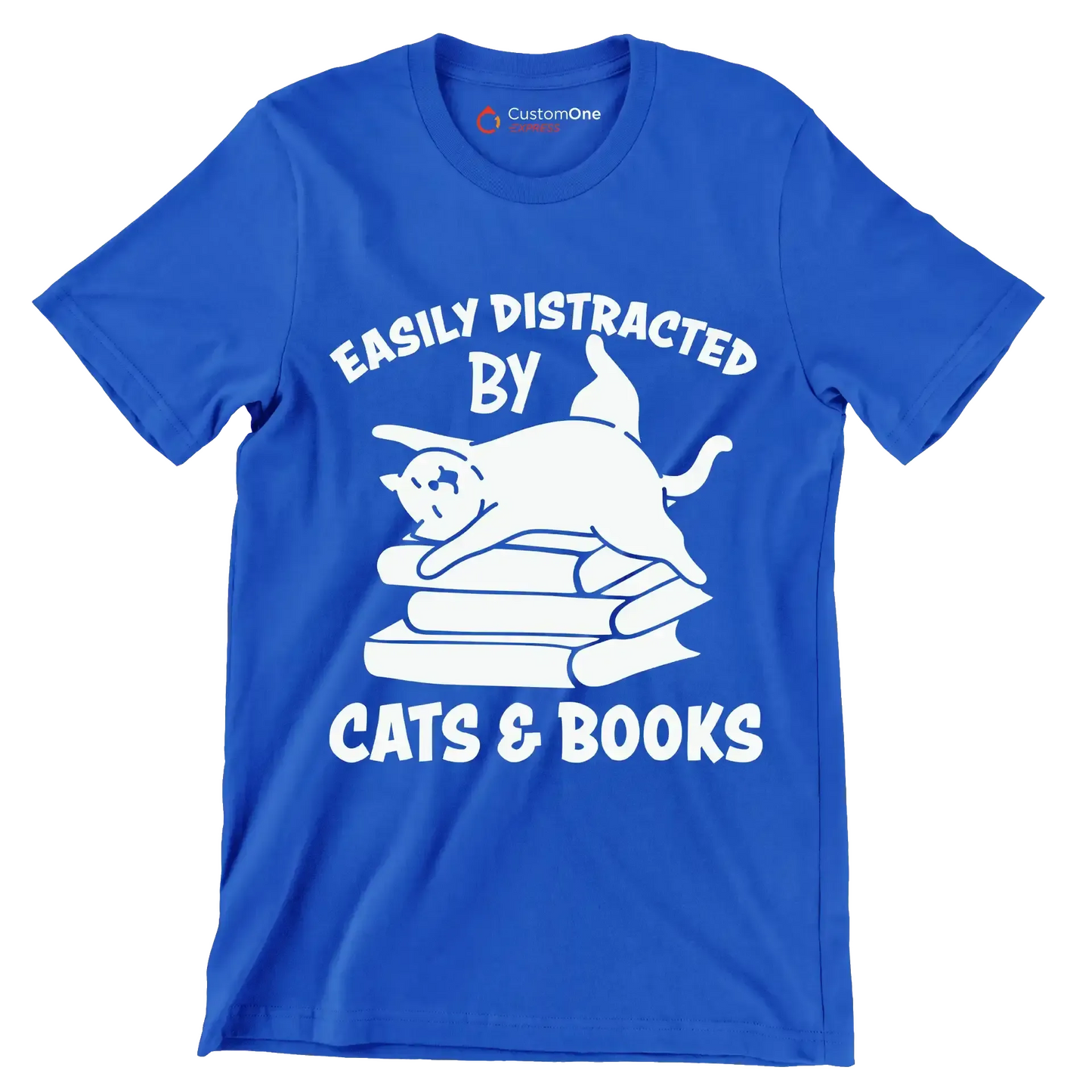 Easily Distracted by Cats - Cat Themed T-Shirt-Blue-S-Custom One Express