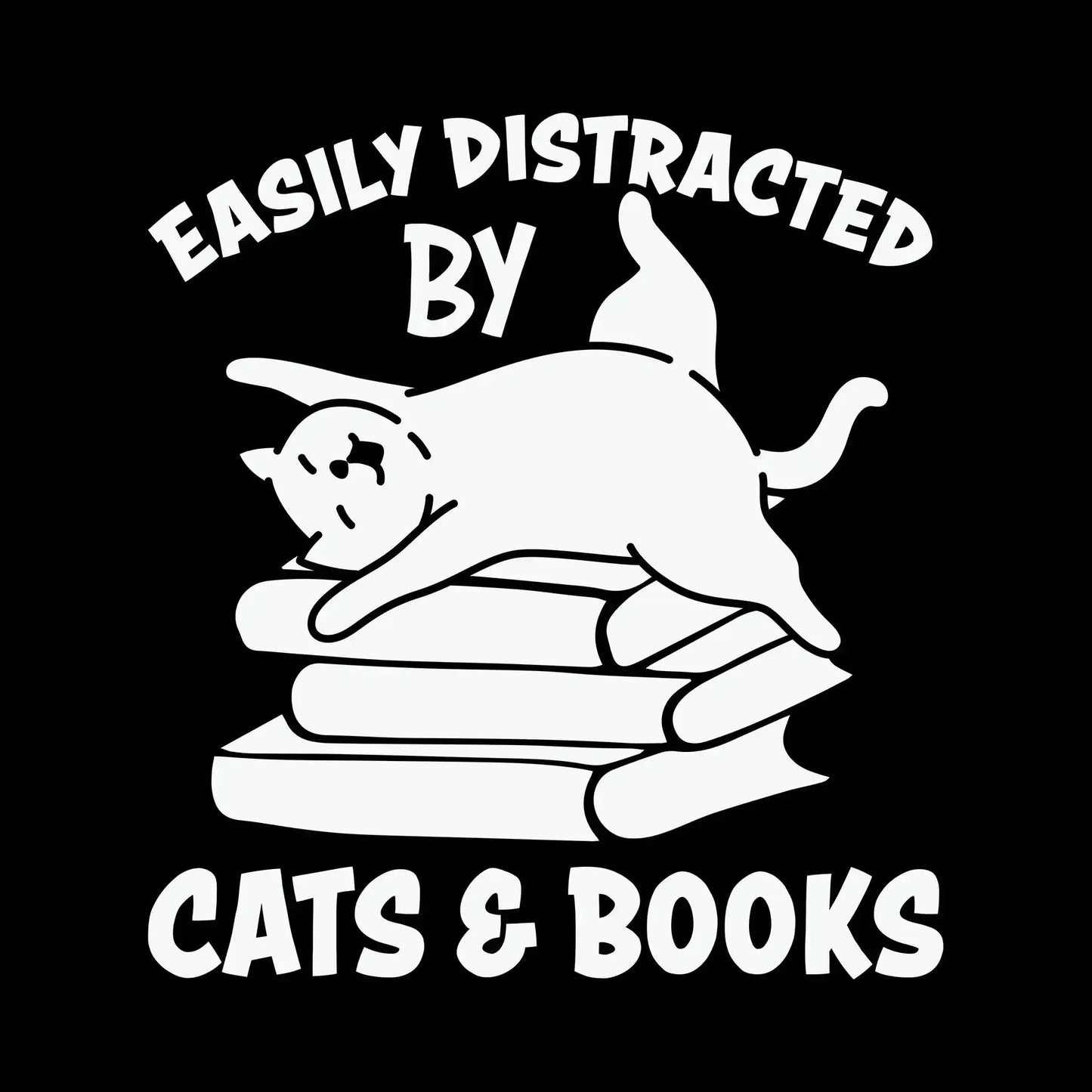 Easily Distracted by Cats - Cat Themed T-Shirt-Black-S-Custom One Express