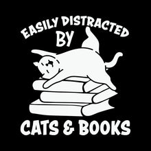 Easily Distracted by Cats - Cat Themed T-Shirt-Black-S-Custom One Express