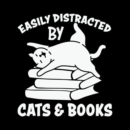 Easily Distracted by Cats - Cat Themed T-Shirt-Black-S-Custom One Express
