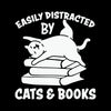 Easily Distracted by Cats - Cat Themed T-Shirt-Black-S-Custom One Express