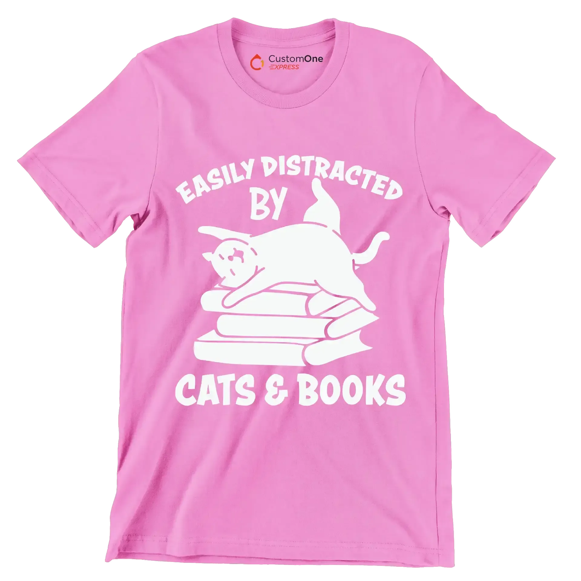 Easily Distracted by Cats - Cat Themed T-Shirt-Pink-S-Custom One Express