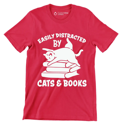 Easily Distracted by Cats - Cat Themed T-Shirt-Red-S-Custom One Express