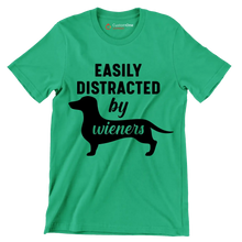 Easily distracted by wieners - Dog Themed T-Shirt-Green-S-Custom One Express