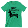 Easily distracted by wieners - Dog Themed T-Shirt-Green-S-Custom One Express