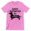 Easily distracted by wieners - Dog Themed T-Shirt-Pink-S-Custom One Express