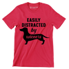 Easily distracted by wieners - Dog Themed T-Shirt-Red-S-Custom One Express