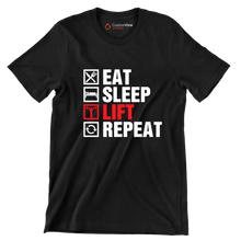 Eat Sleep Lift Repeat - Gym Themed T-Shirt-Black-S-Custom One Express