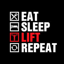 Eat Sleep Lift Repeat - Gym Themed T-Shirt-Black-S-Custom One Express