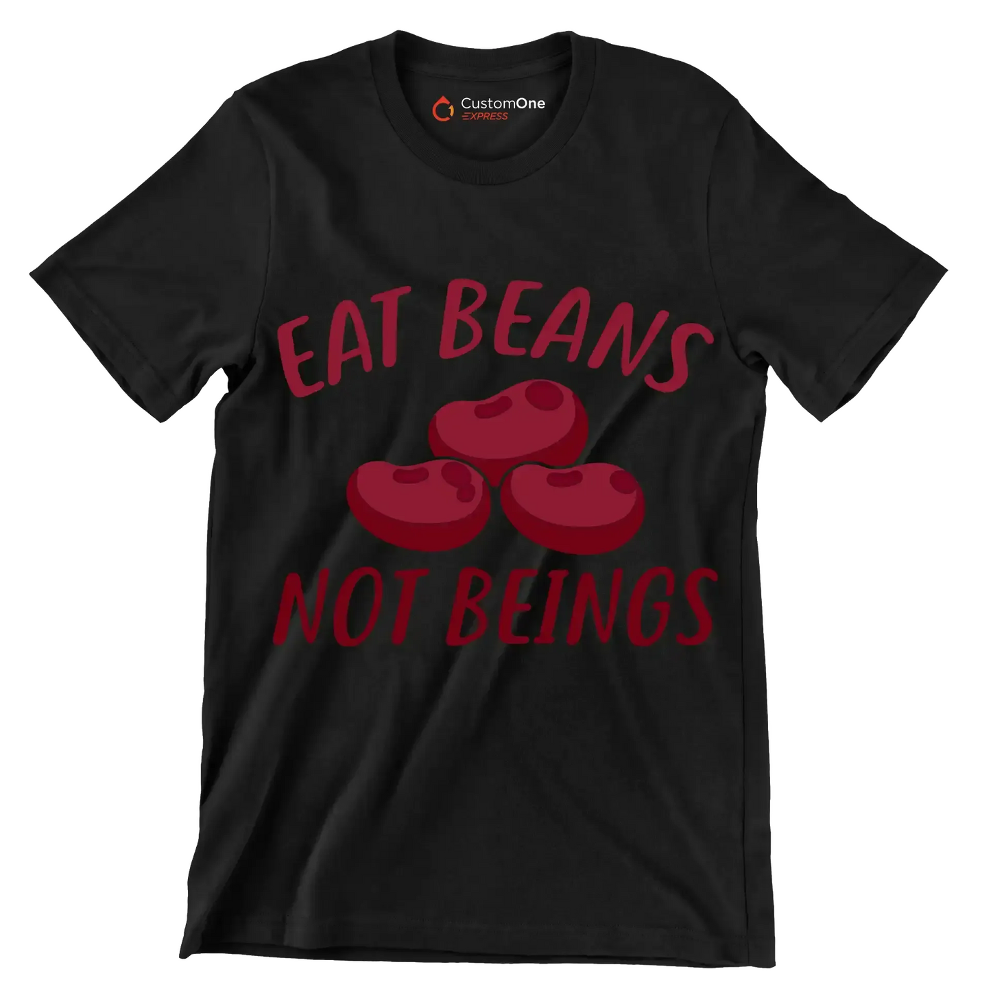 Eat beans not beings - Vegan Themed T-Shirt-Black-S-Custom One Express