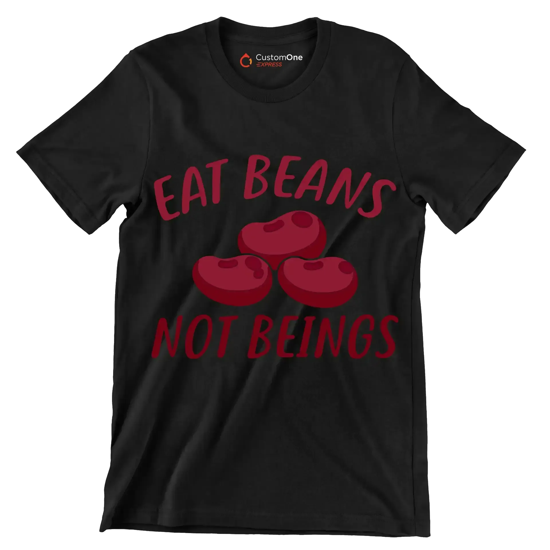 Eat beans not beings - Vegan Themed T-Shirt-Black-S-Custom One Express