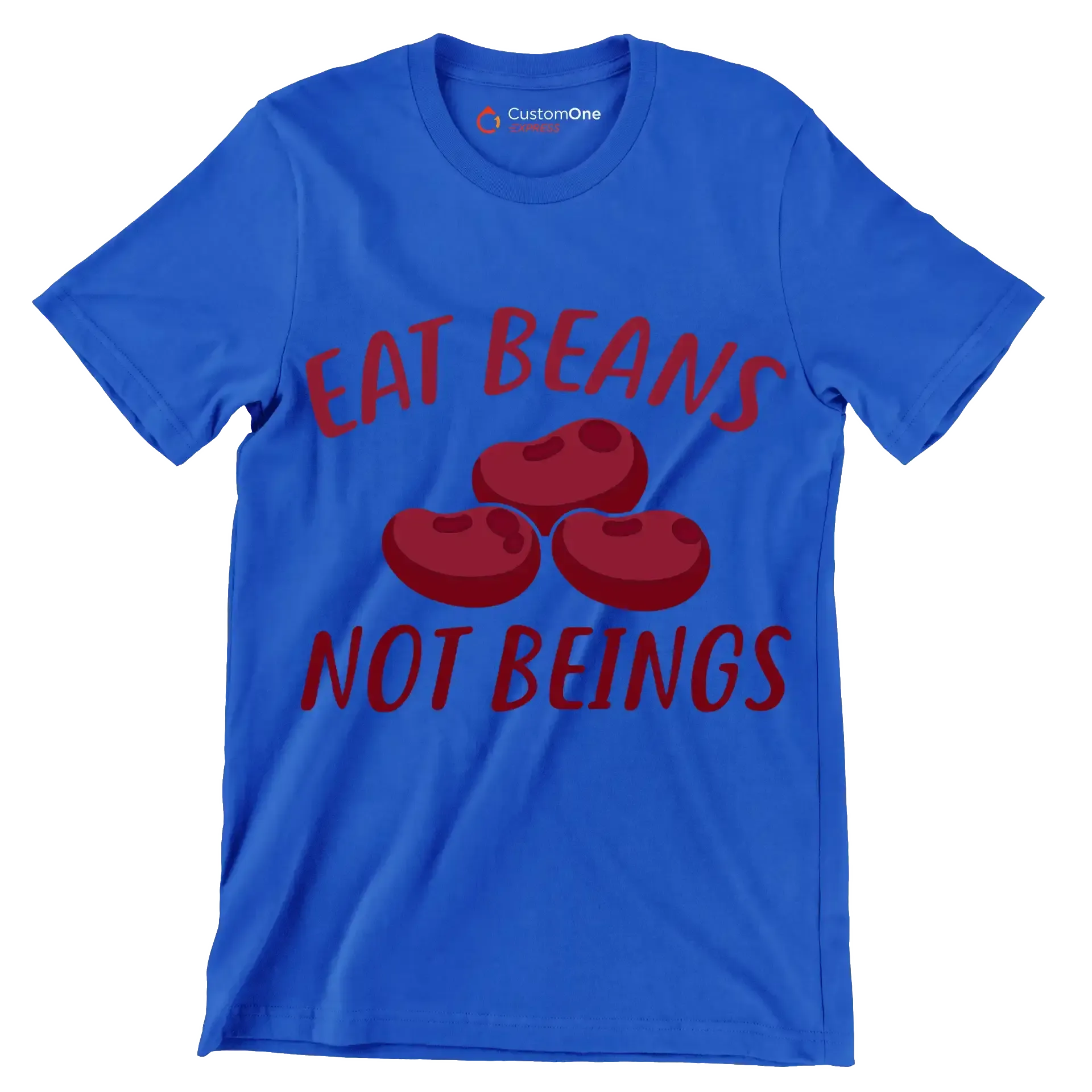 Eat beans not beings - Vegan Themed T-Shirt-Blue-S-Custom One Express