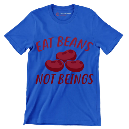 Eat beans not beings - Vegan Themed T-Shirt-Blue-S-Custom One Express