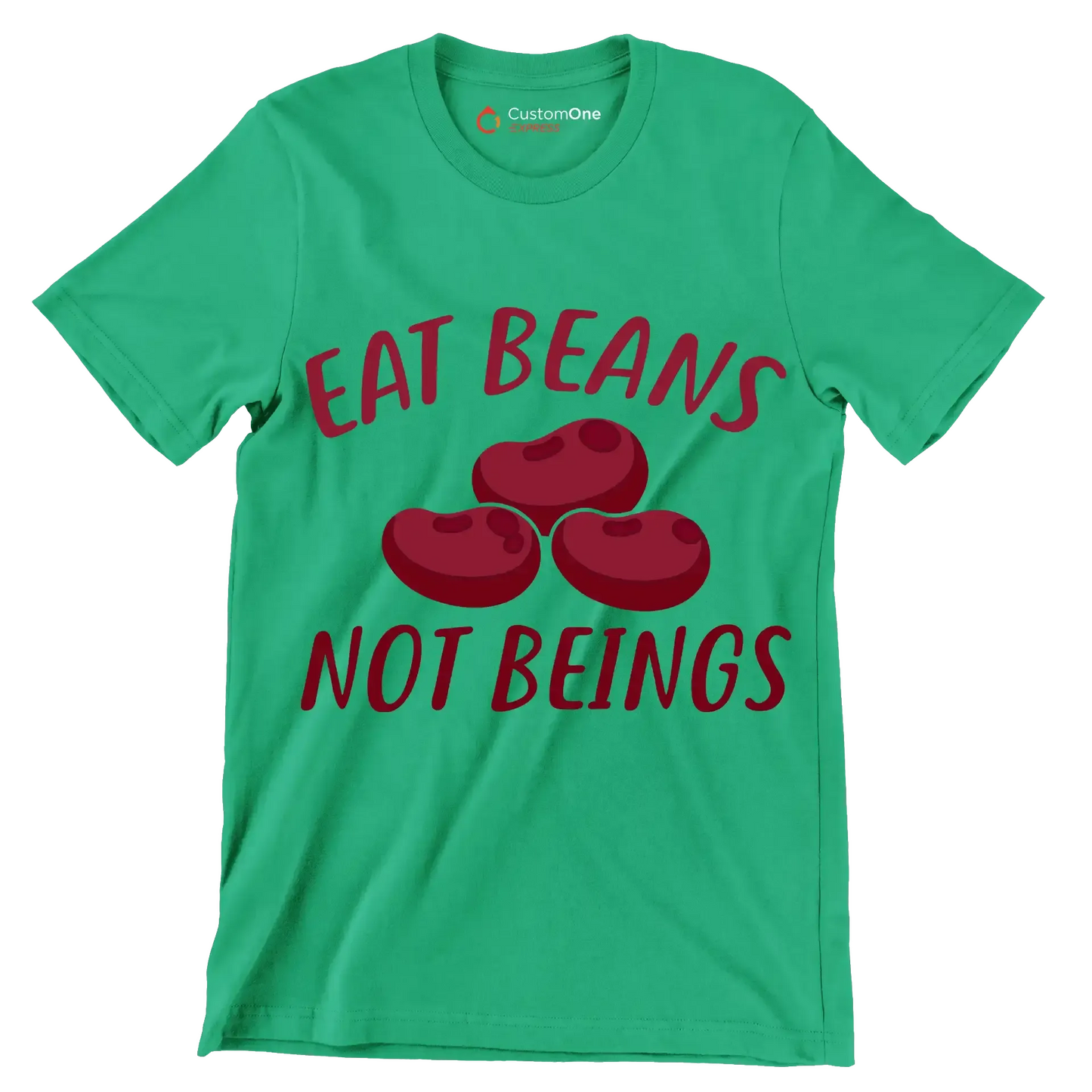 Eat beans not beings - Vegan Themed T-Shirt-Green-S-Custom One Express